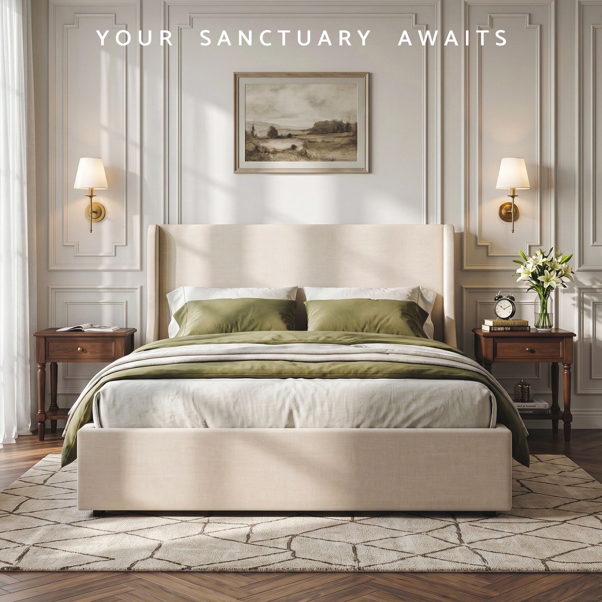Milford (Double) Linen-Look Storage Bed Frame - Beige