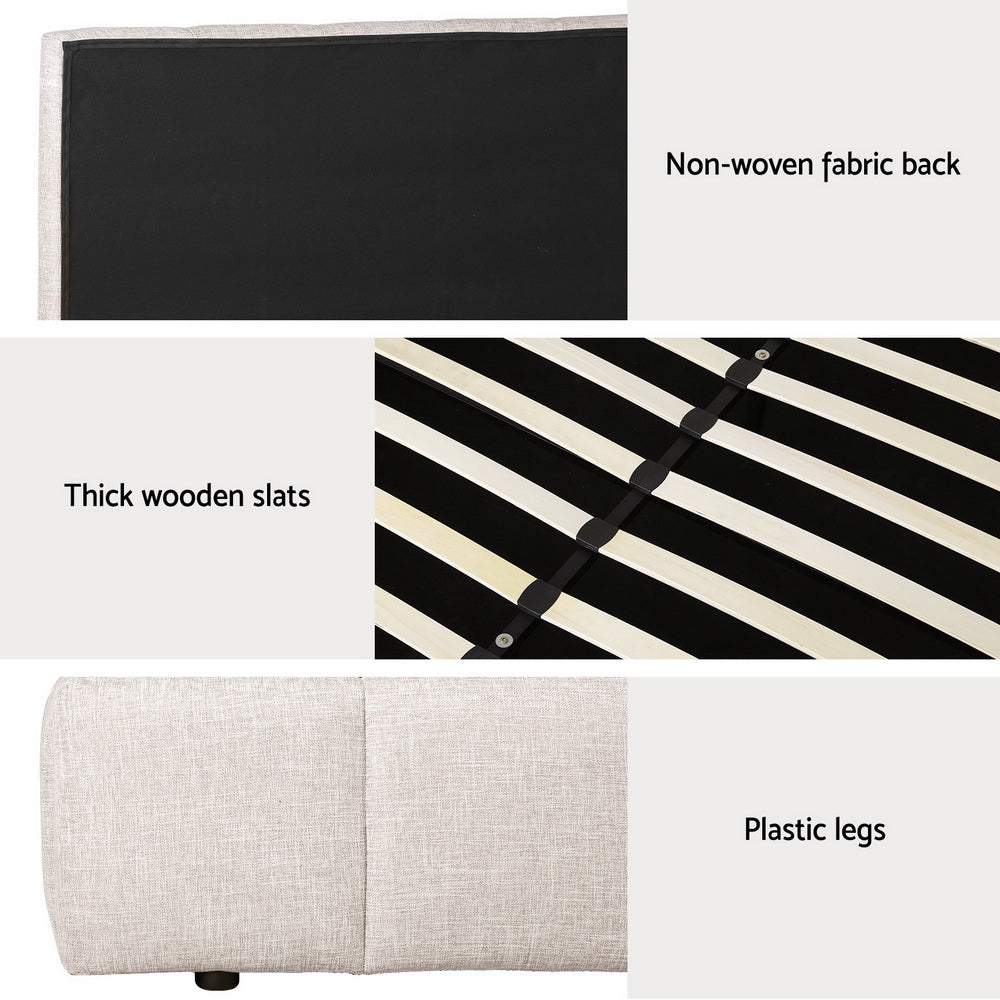 Brooklyn (Queen) Storage Bed Frame | Fabric - Beige - Homecoze