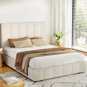 Brooklyn (Queen) Storage Bed Frame | Fabric - Beige - Homecoze