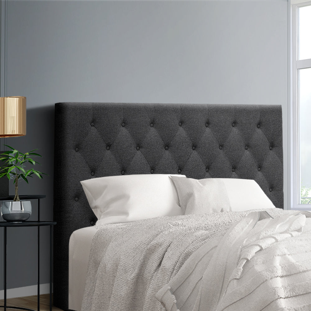 Alina (Double) Linen-Look Bedhead - Charcoal - Homecoze