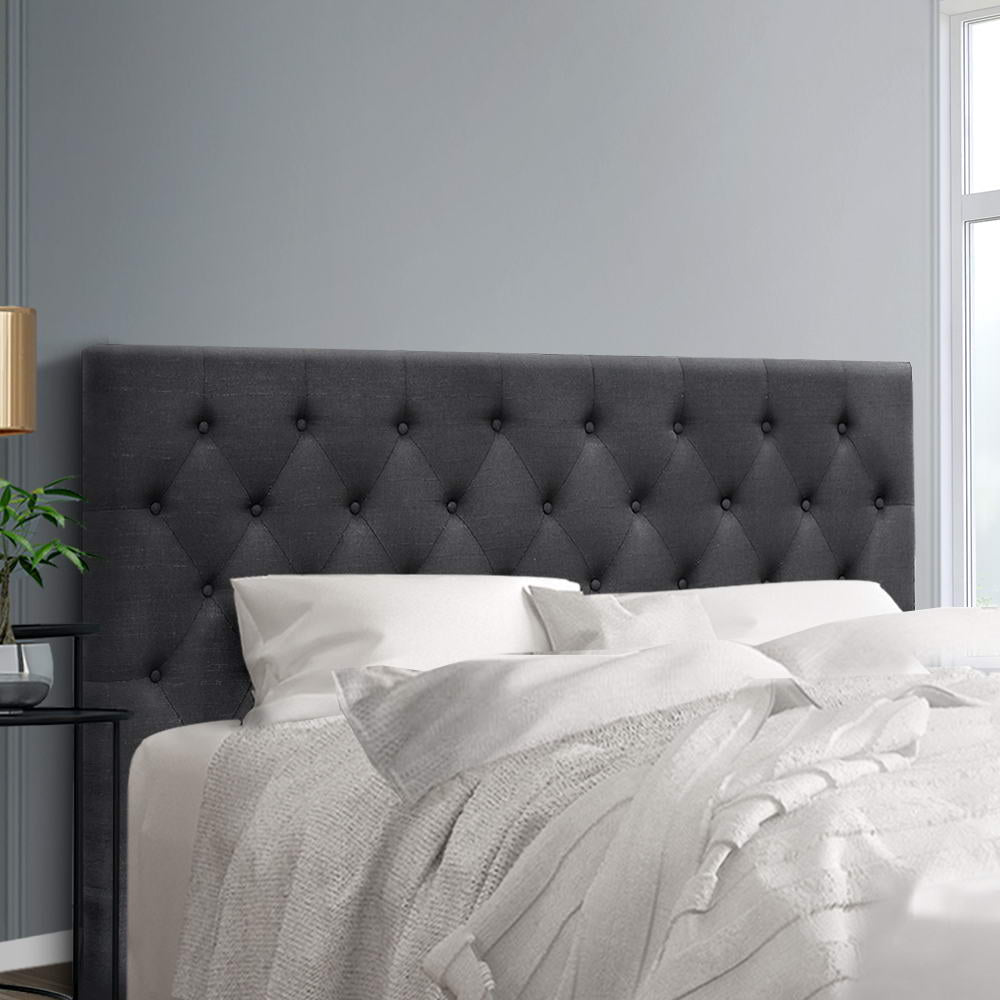 Alina (King) Linen-Look Bedhead - Charcoal - Homecoze