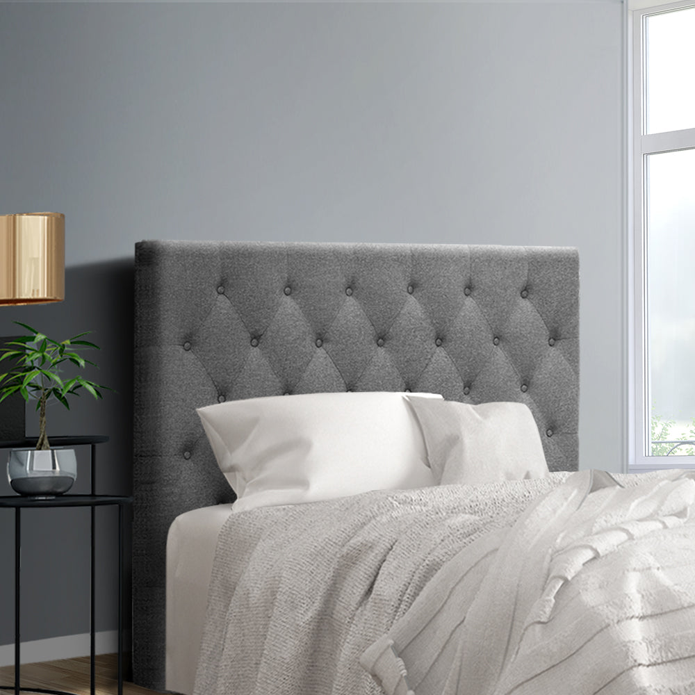 Alina (King Single) Linen-Look Bedhead - Grey - Homecoze