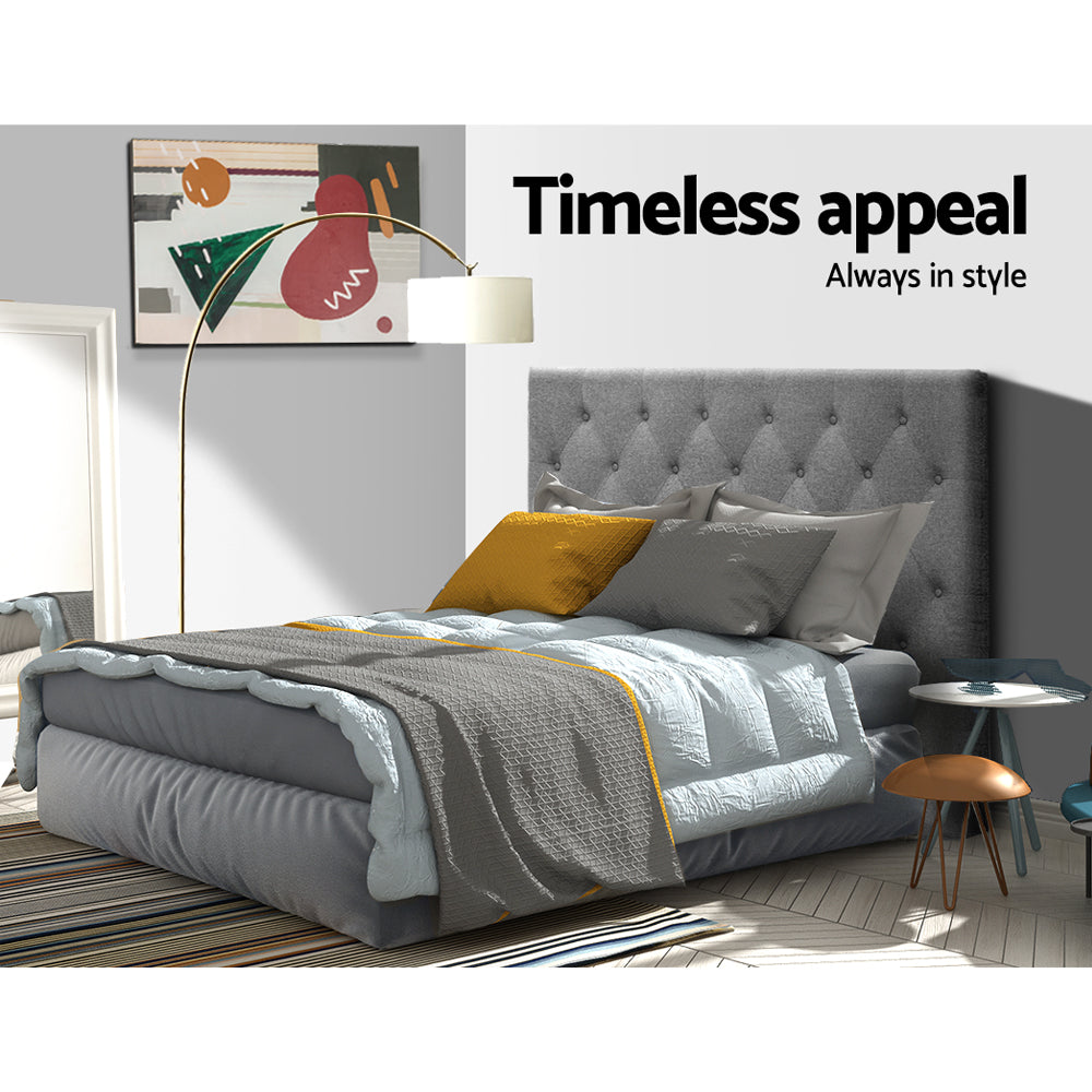 Alina (Queen) Linen-Look Bedhead - Grey - Homecoze