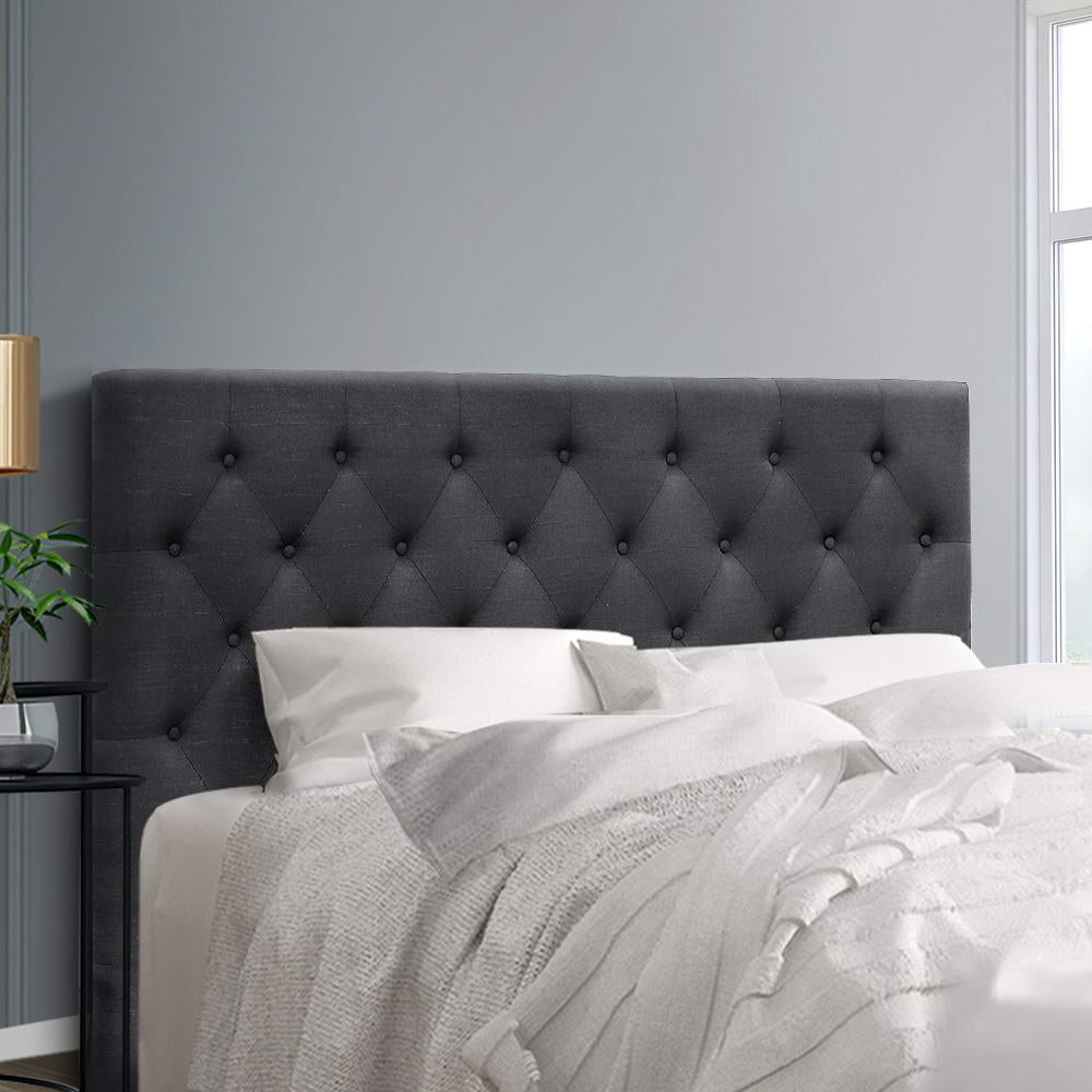 Alina (Queen) Linen-Look Bedhead - Charcoal - Homecoze