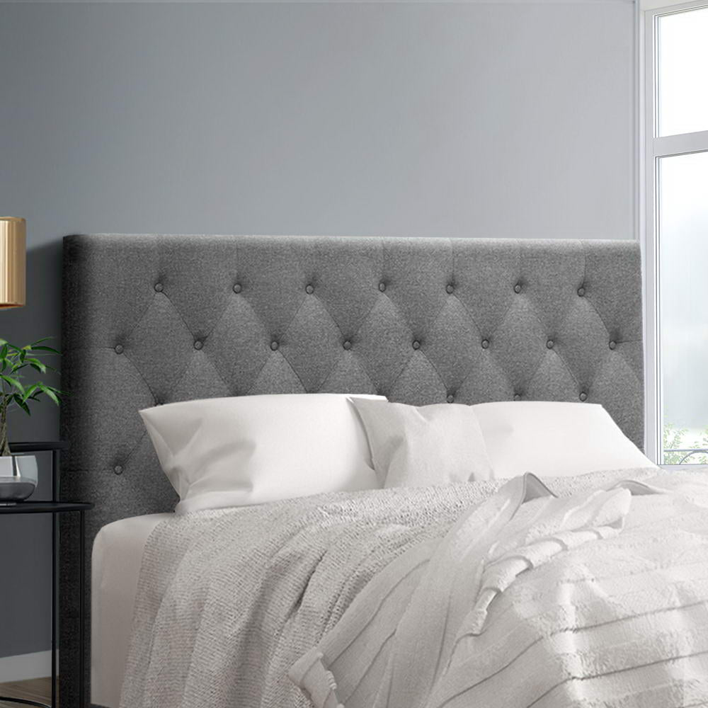 Alina (Queen) Linen-Look Bedhead - Grey - Homecoze