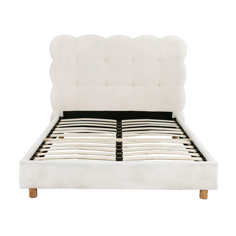 Claremont (King Single) Bouclé Bed Frame - White - Homecoze