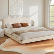 Claremont (Queen) Bouclé Bed Frame - White - Homecoze
