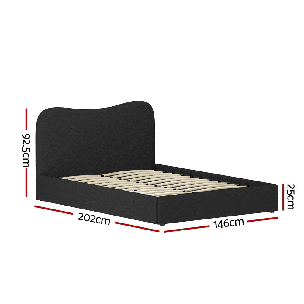 Berkeley (Double) Bouclé Bed Frame - Black - Homecoze