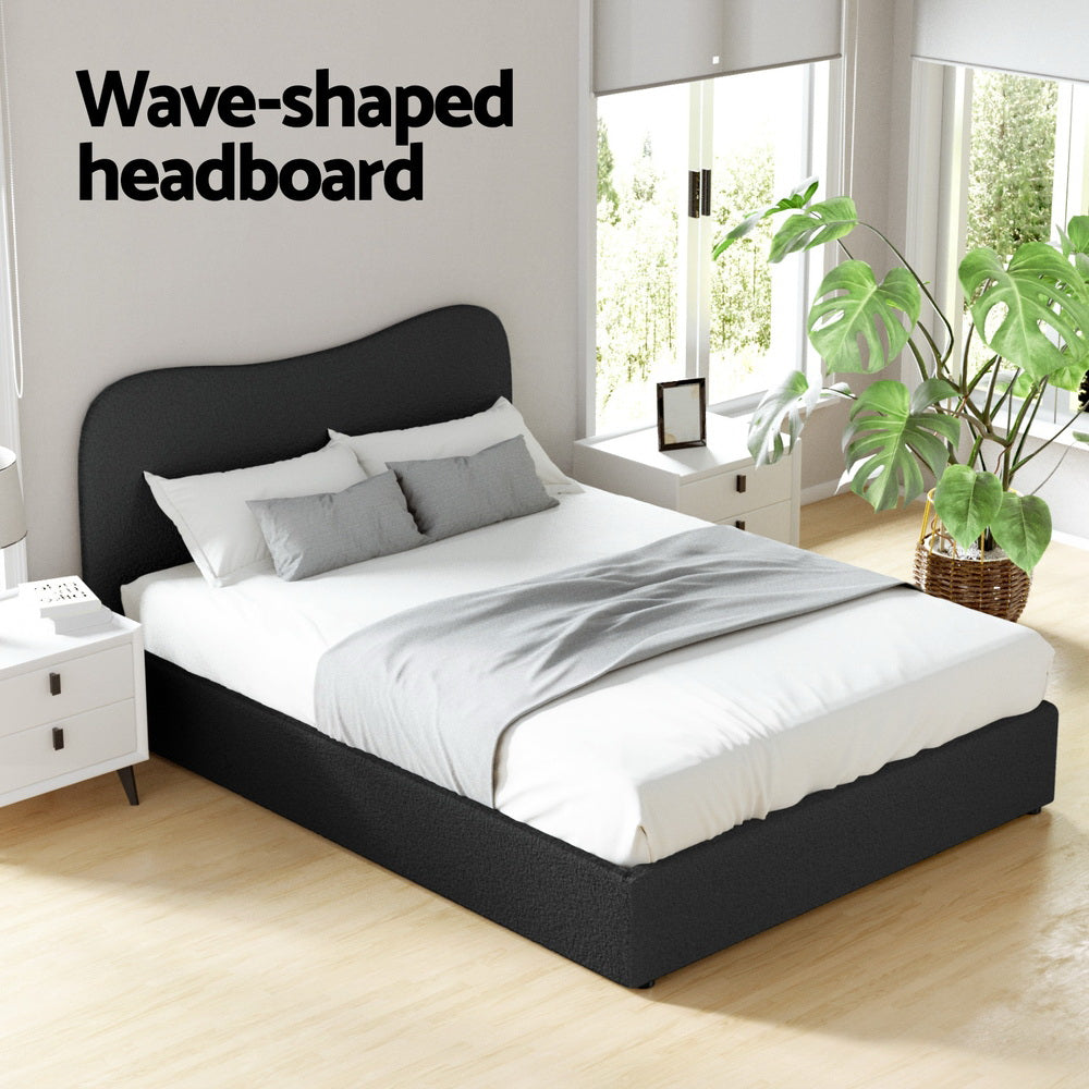 Berkeley (Double) Bouclé Bed Frame - Black - Homecoze
