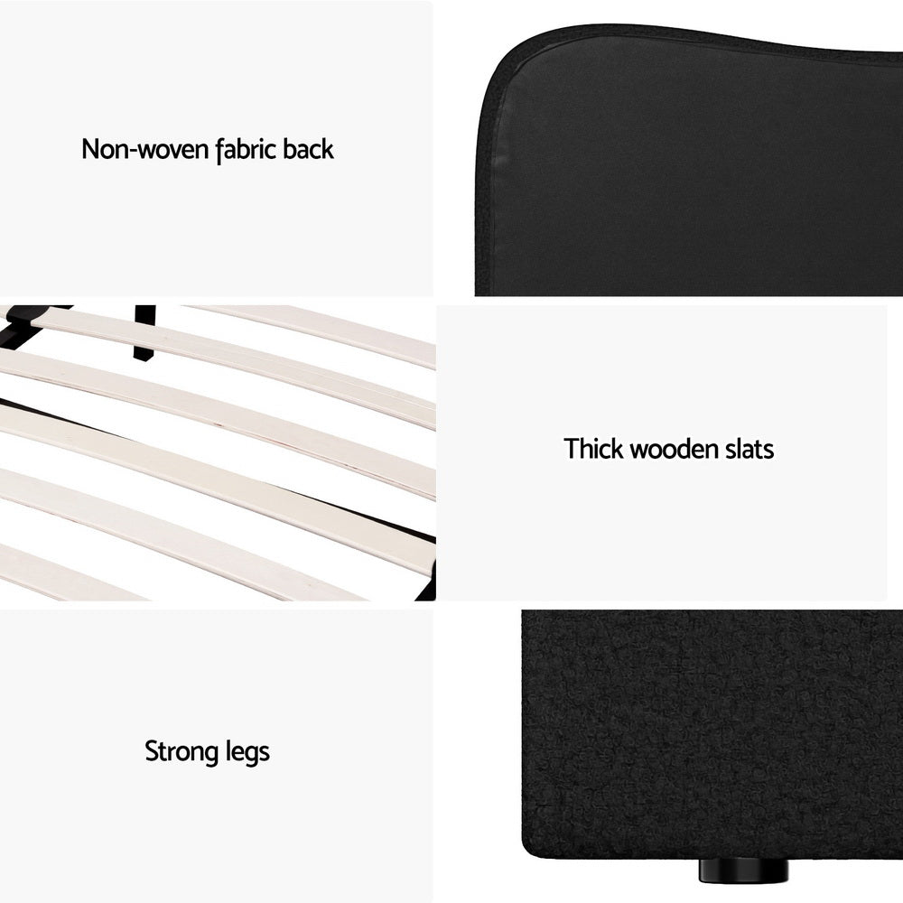 Berkeley (Double) Bouclé Bed Frame - Black - Homecoze