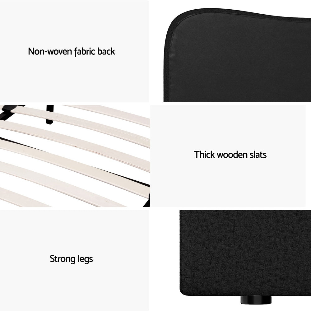 Berkeley (King) Bouclé Bed Frame - Black - Homecoze