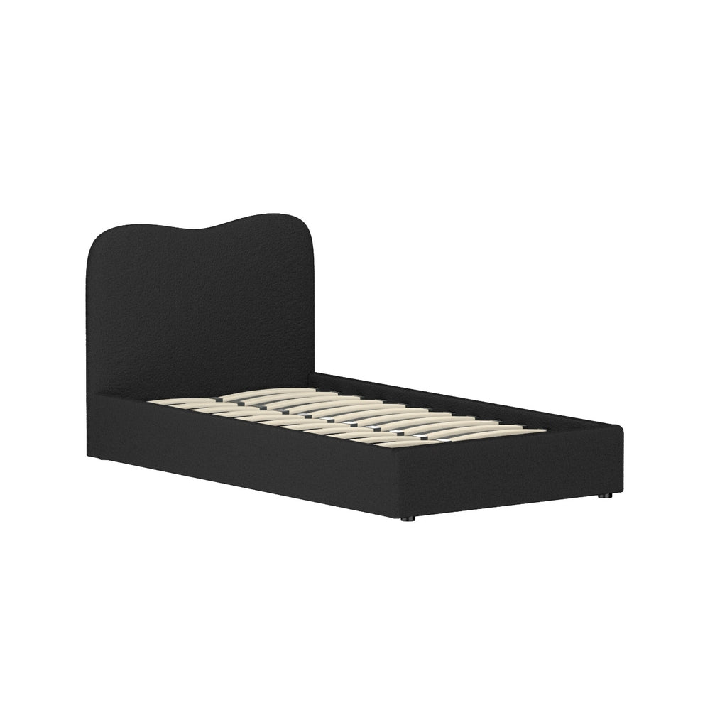 Berkeley (King-Single) Bouclé Bed Frame - Black - Homecoze