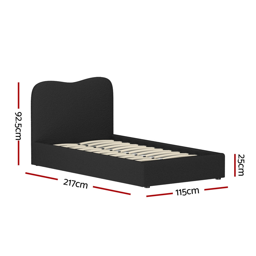Berkeley (King-Single) Bouclé Bed Frame - Black - Homecoze