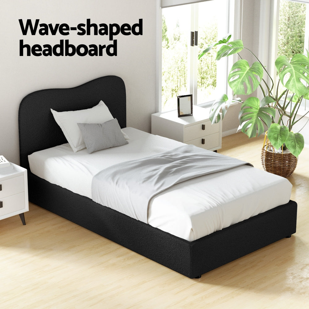 Berkeley (King-Single) Bouclé Bed Frame - Black - Homecoze