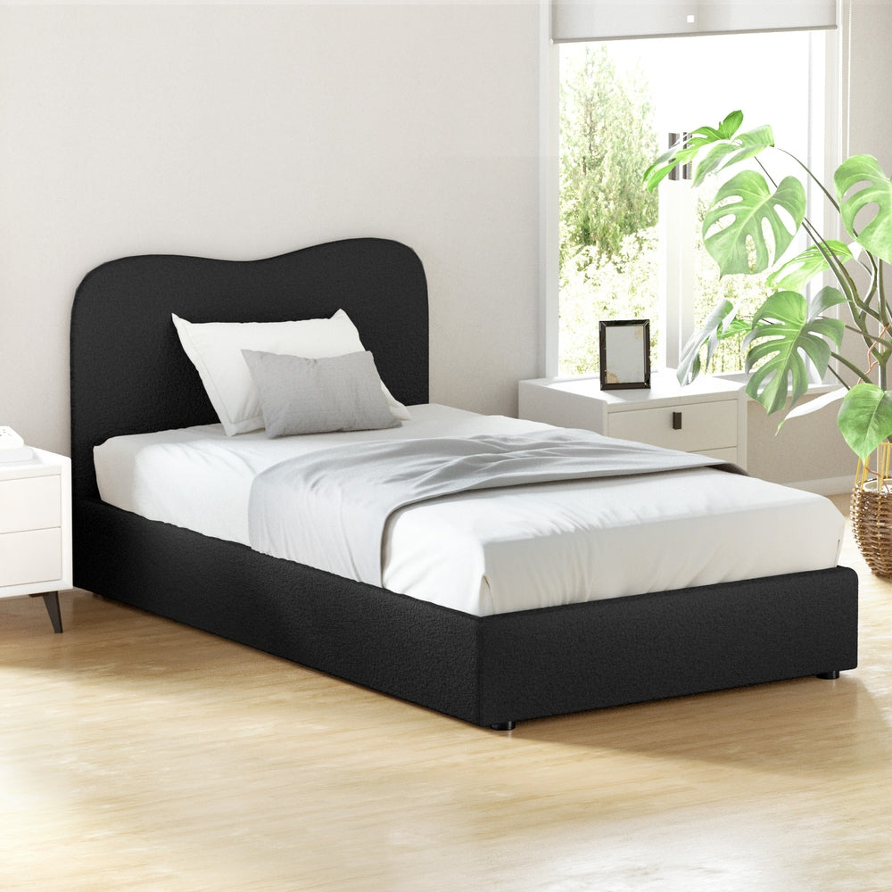 Berkeley (King-Single) Bouclé Bed Frame - Black - Homecoze