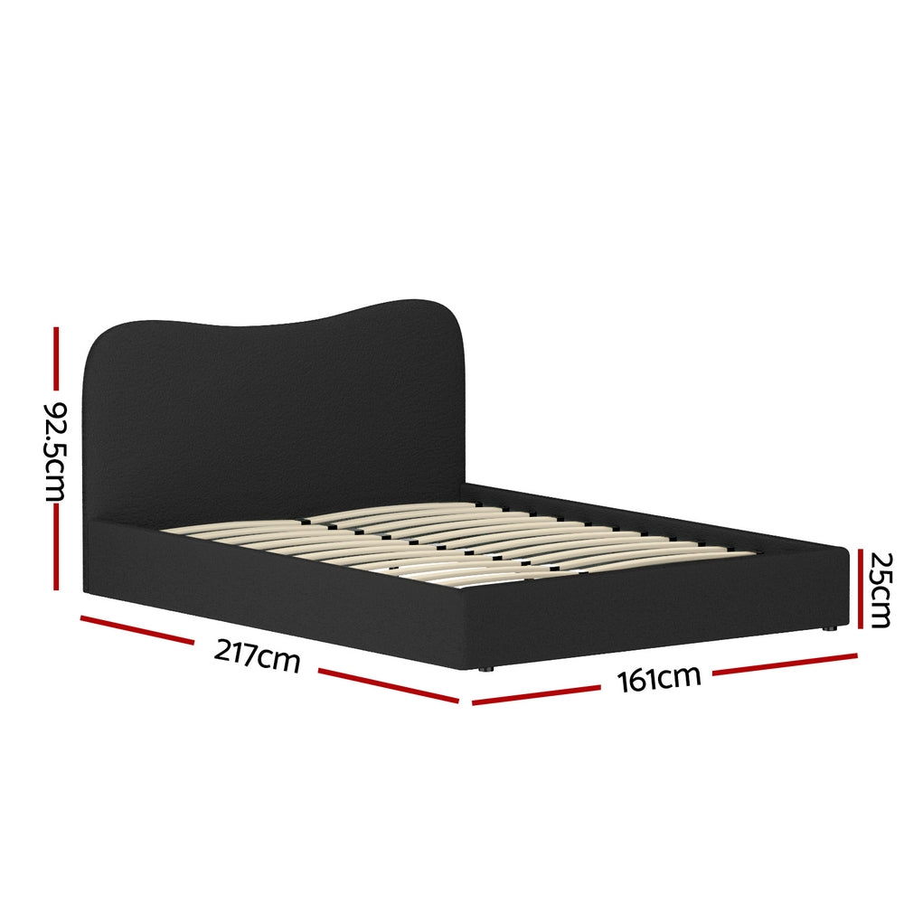Berkeley (Queen) Bouclé Bed Frame - Black - Homecoze