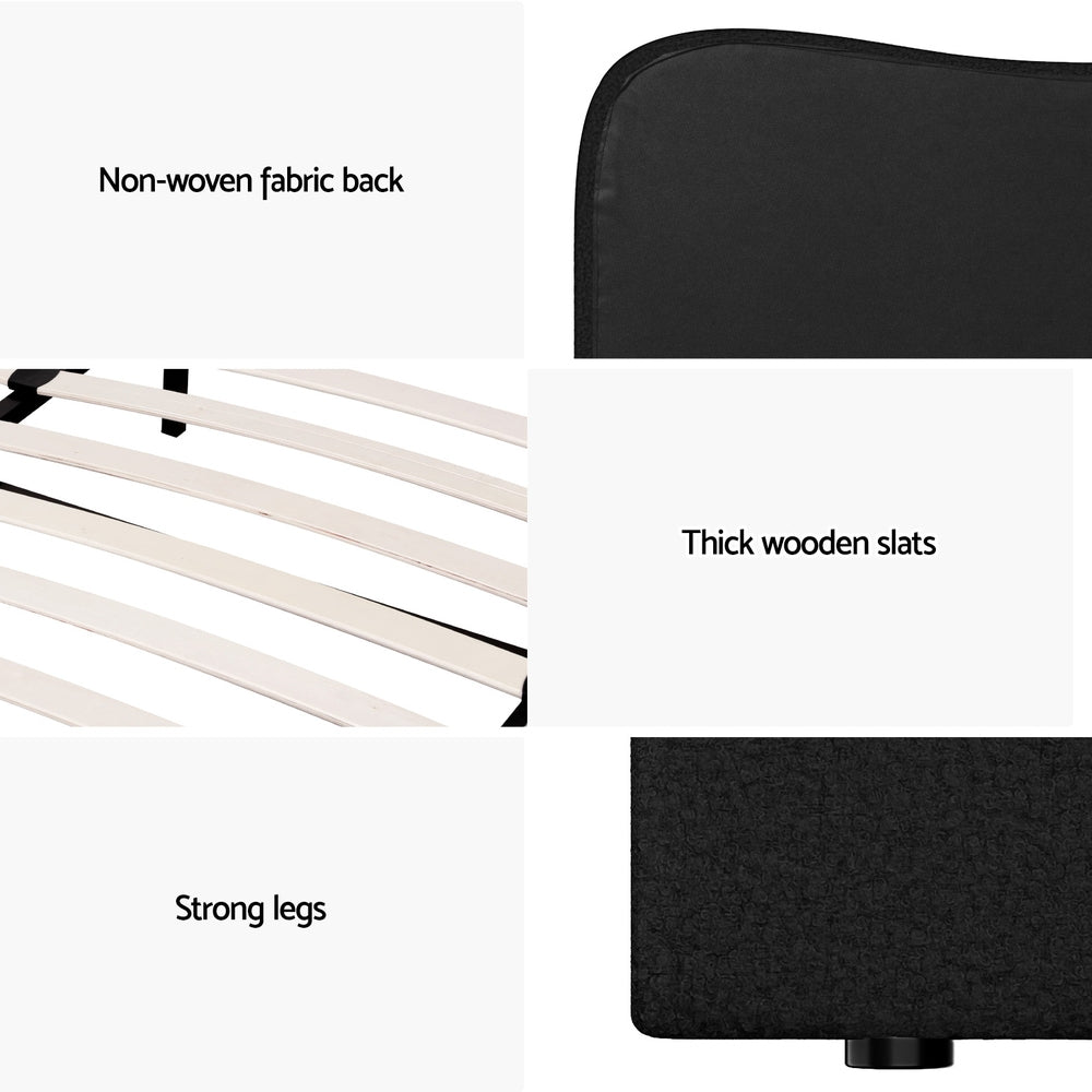 Berkeley (Queen) Bouclé Bed Frame - Black - Homecoze