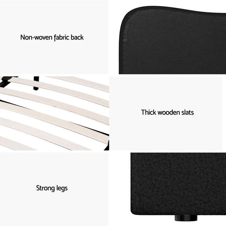 Berkeley (Queen) Bouclé Bed Frame - Black - Homecoze