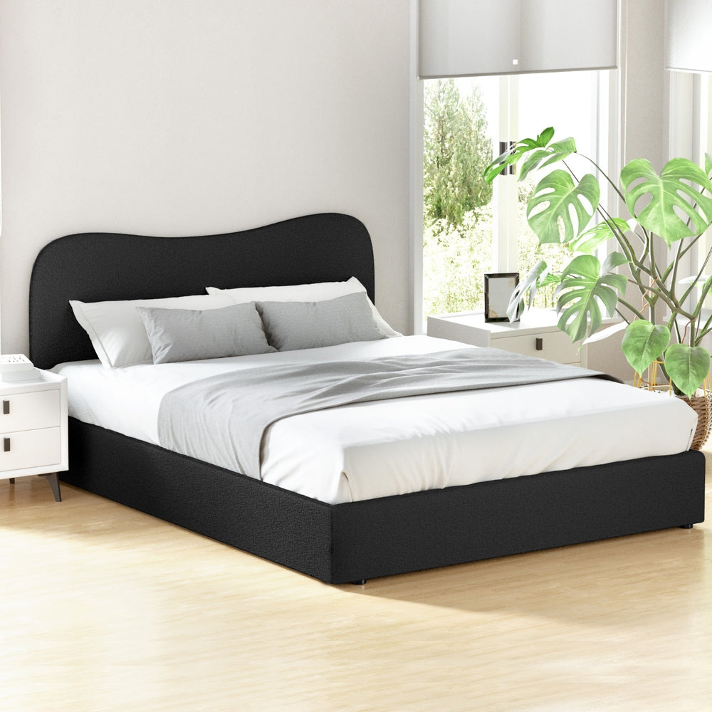 Berkeley (Queen) Bouclé Bed Frame - Black - Homecoze
