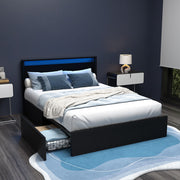 Newport (Double) LED Storage Bed Frame - Black - Homecoze