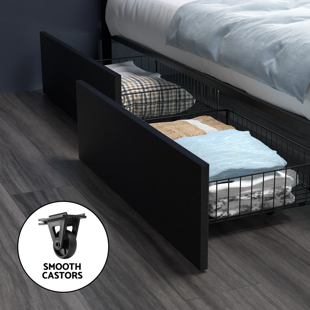 Newport (Queen) LED Storage Bed Frame - Black - Homecoze