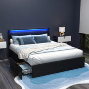 Newport (Queen) LED Storage Bed Frame - Black - Homecoze