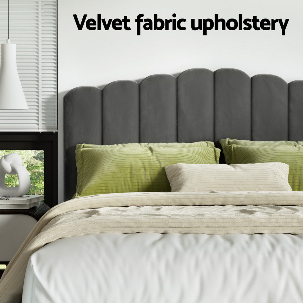 Lexington (King) Velvet Storage Bed Frame - Grey - Homecoze