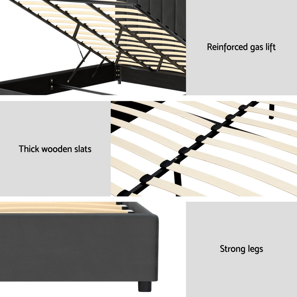 Lexington (King) Velvet Storage Bed Frame - Grey - Homecoze