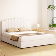 Ithaca (King) Bouclé Storage Bed Frame | White/Beige - Homecoze
