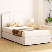Ithaca (King Single) Bouclé Storage Bed Frame | White/Beige - Homecoze