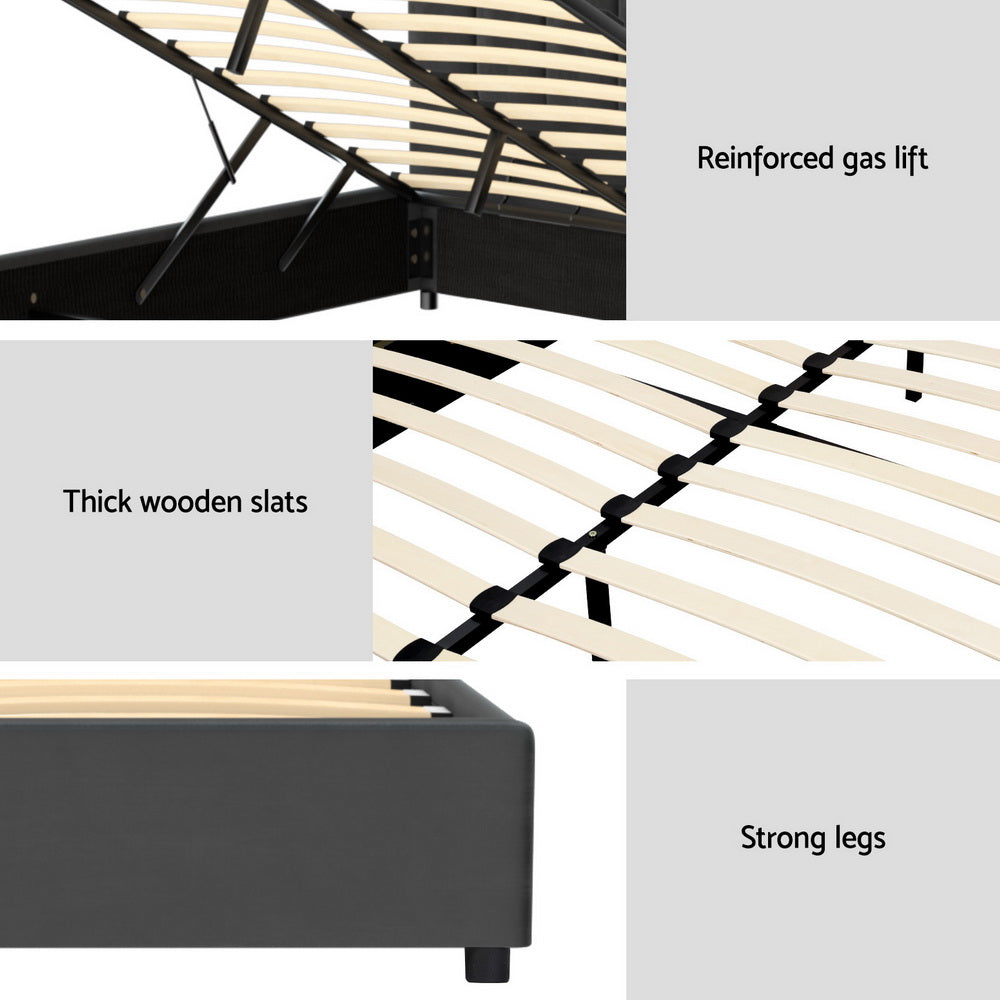 Lexington (Queen) Velvet Storage Bed Frame - Grey - Homecoze