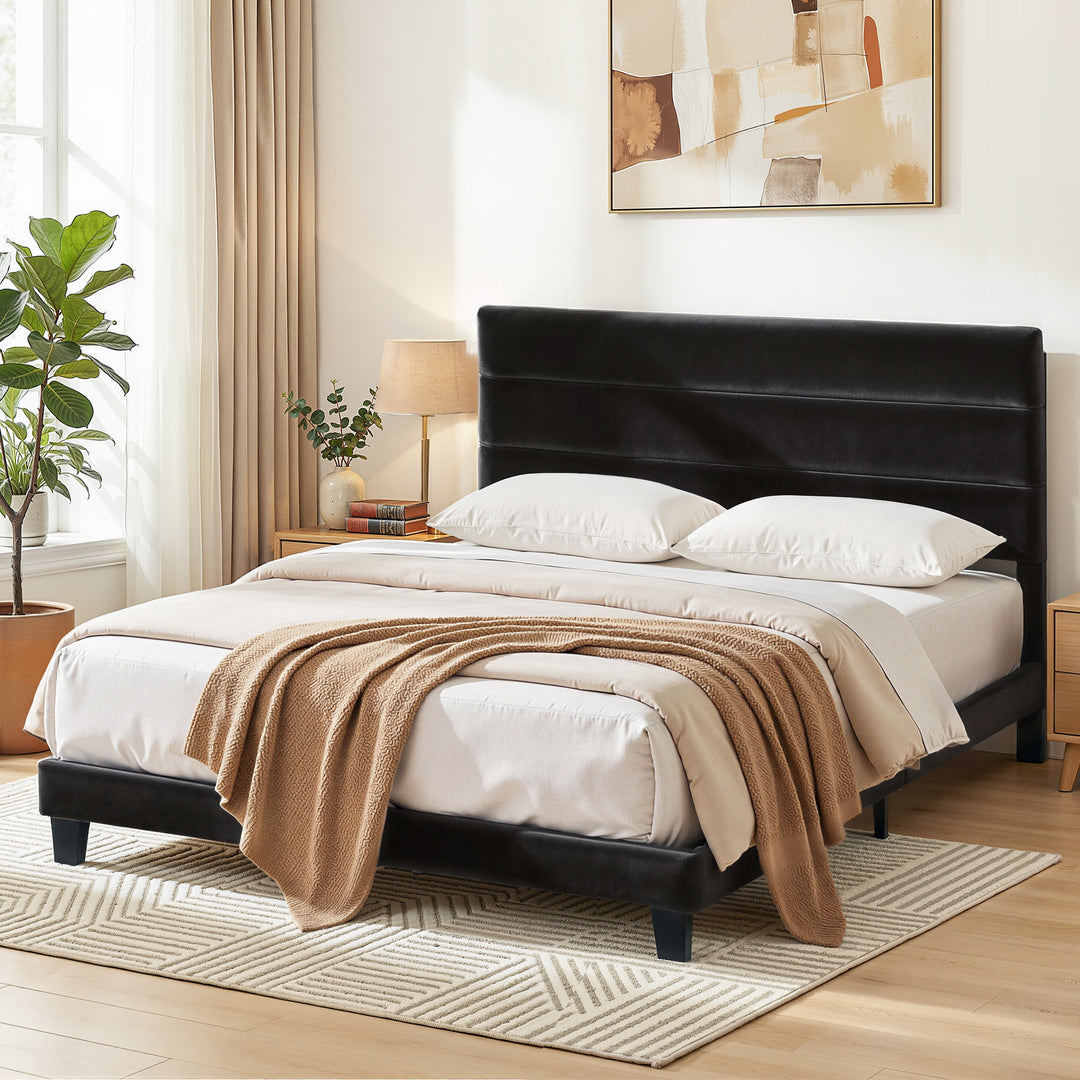 Artiss King Bed Frame Upholstered Platform Base with Geometric Headboard Black Velvet - Homecoze