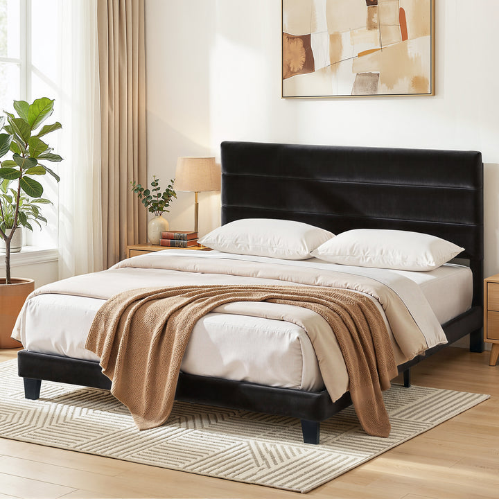 Artiss King Bed Frame Upholstered Platform Base with Geometric Headboard Black Velvet - Homecoze