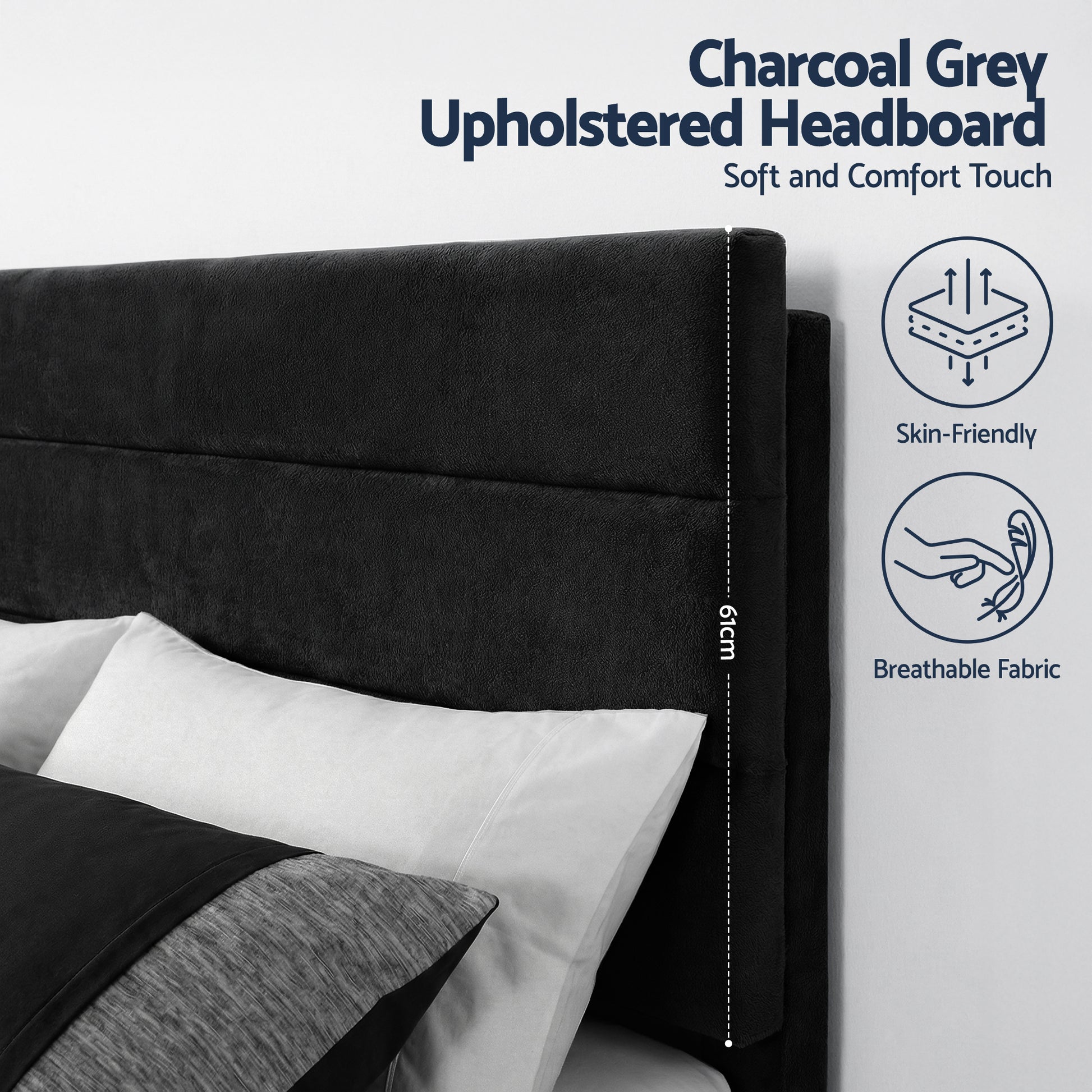 Artiss Queen Bed Frame Upholstered Platform Base with Geometric Headboard Black Velvet - Homecoze