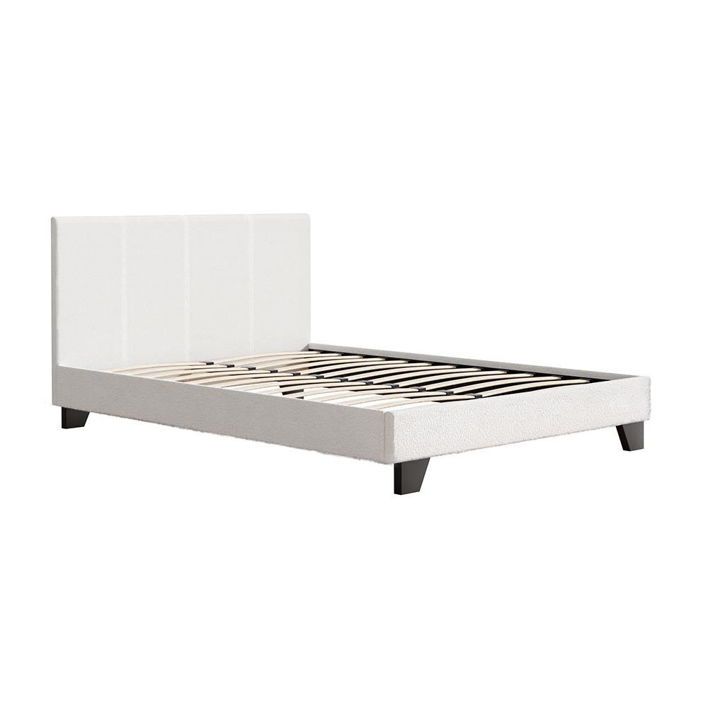 Monroe (Double) Bouclé Bed Frame | Fabric - White - Homecoze