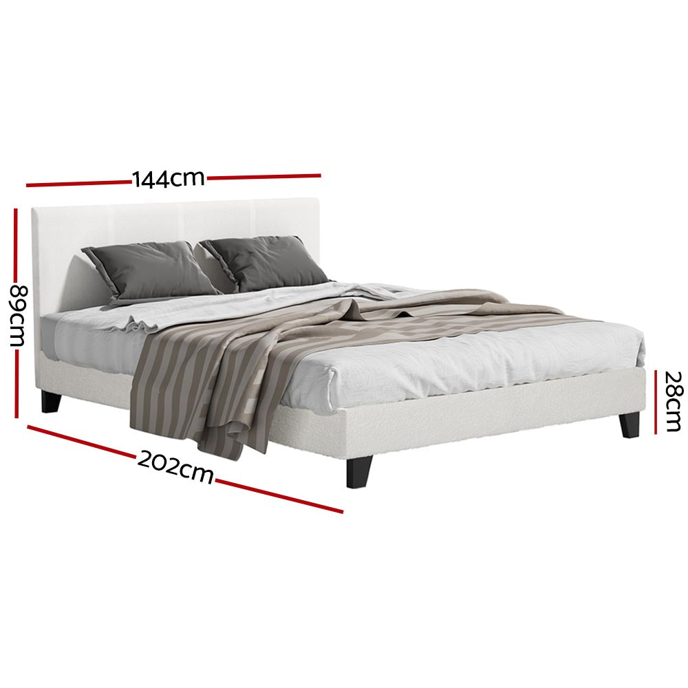 Monroe (Double) Bouclé Bed Frame | Fabric - White - Homecoze