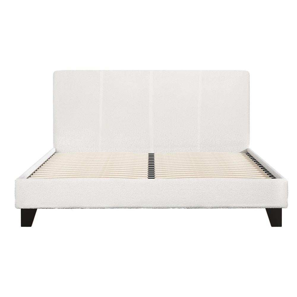Monroe (Double) Bouclé Bed Frame | Fabric - White - Homecoze