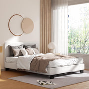 Monroe (Double) Bouclé Bed Frame | Fabric - White - Homecoze
