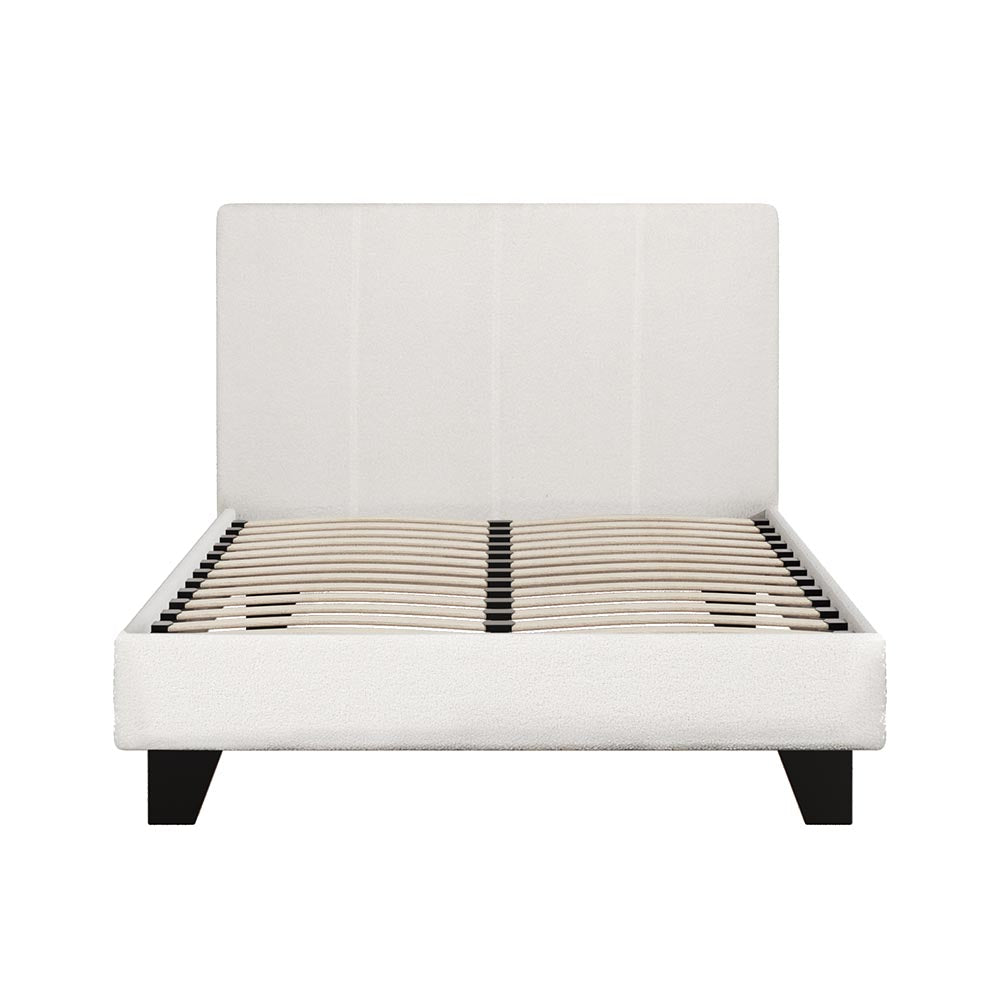 Monroe (King Single) Bouclé Bed Frame | Fabric - White - Homecoze