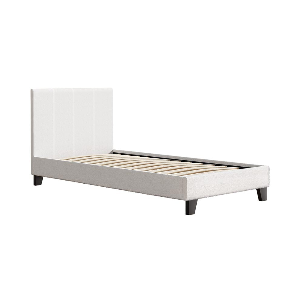 Monroe (Single) Bouclé Bed Frame | Fabric - White - Homecoze