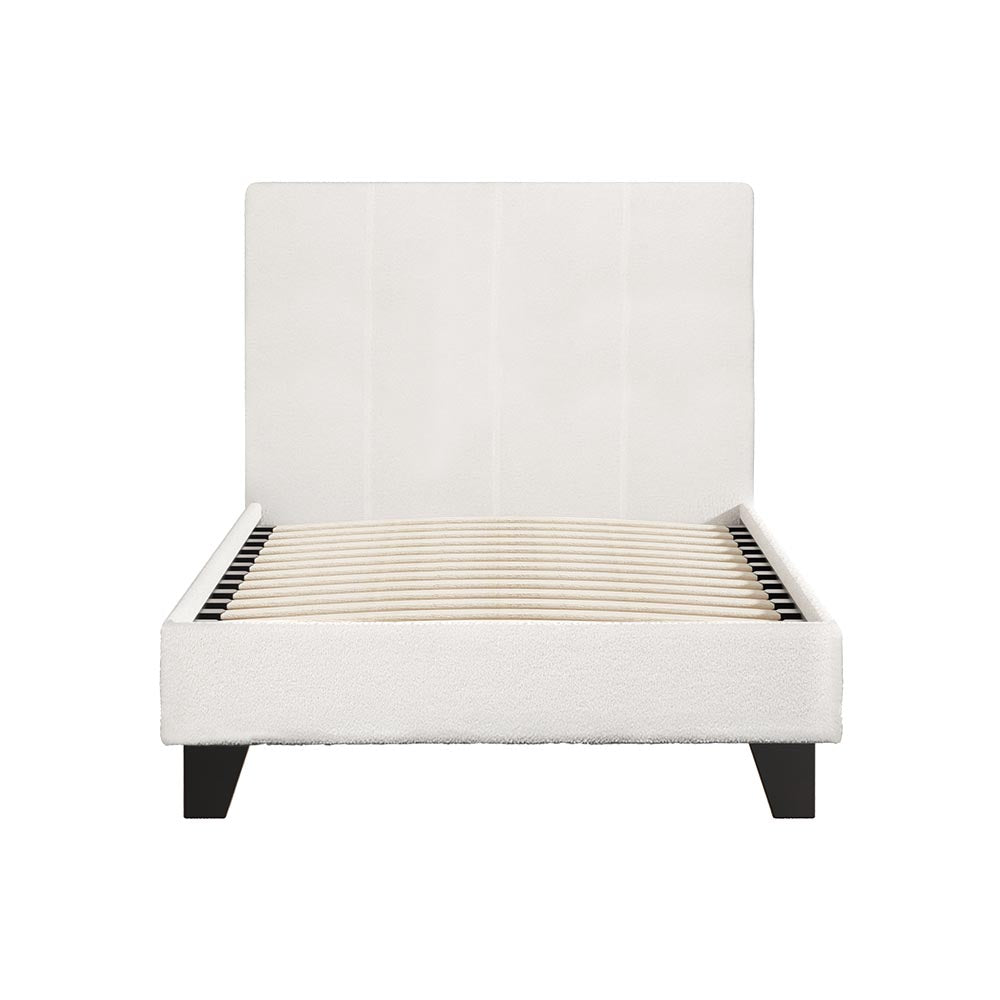 Monroe (Single) Bouclé Bed Frame | Fabric - White - Homecoze
