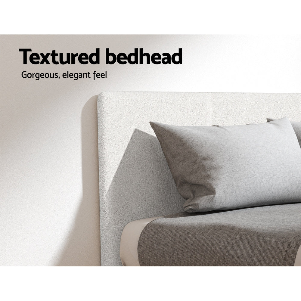 Monroe (Single) Bouclé Bed Frame | Fabric - White - Homecoze
