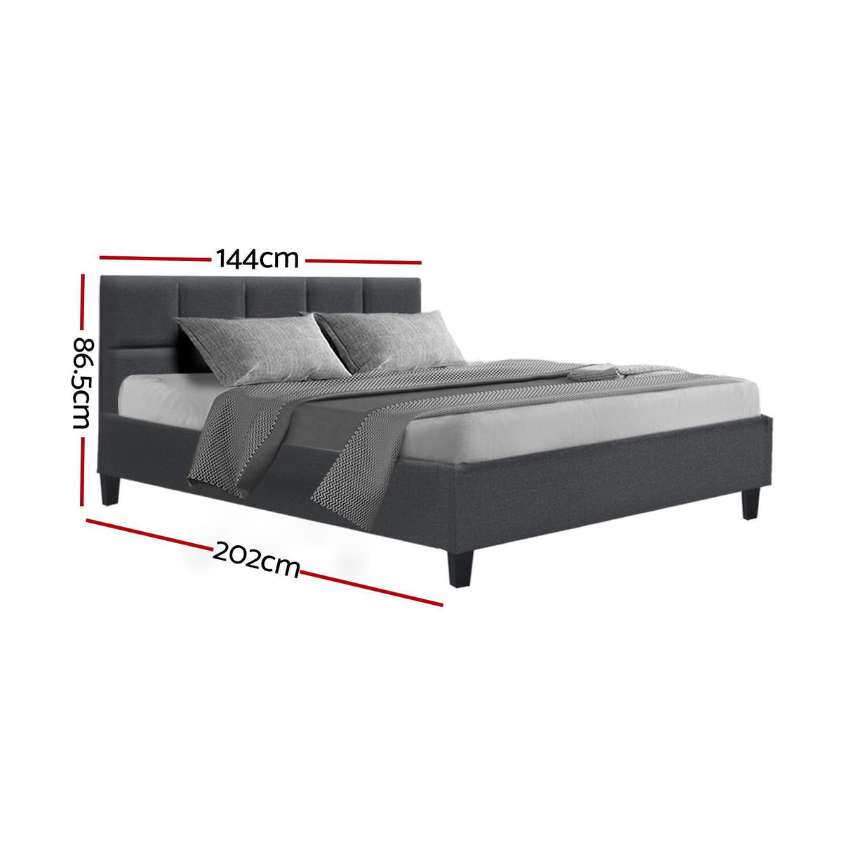 Raleigh (Double) Linen-Look Bed Frame - Charcoal