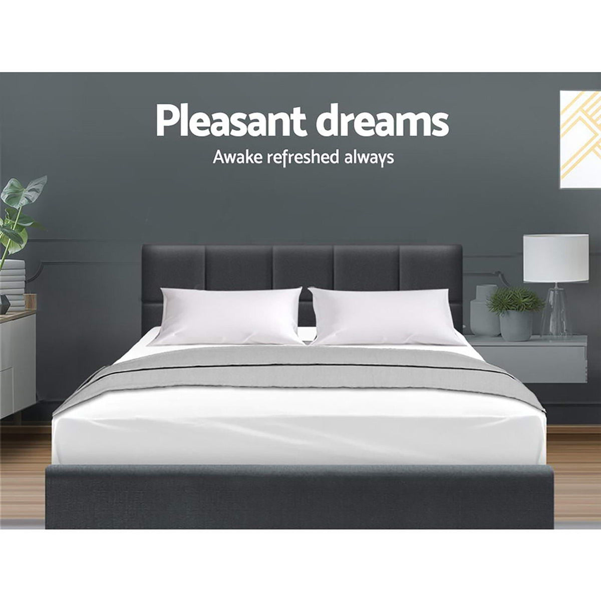 Raleigh (Double) Linen-Look Bed Frame - Charcoal