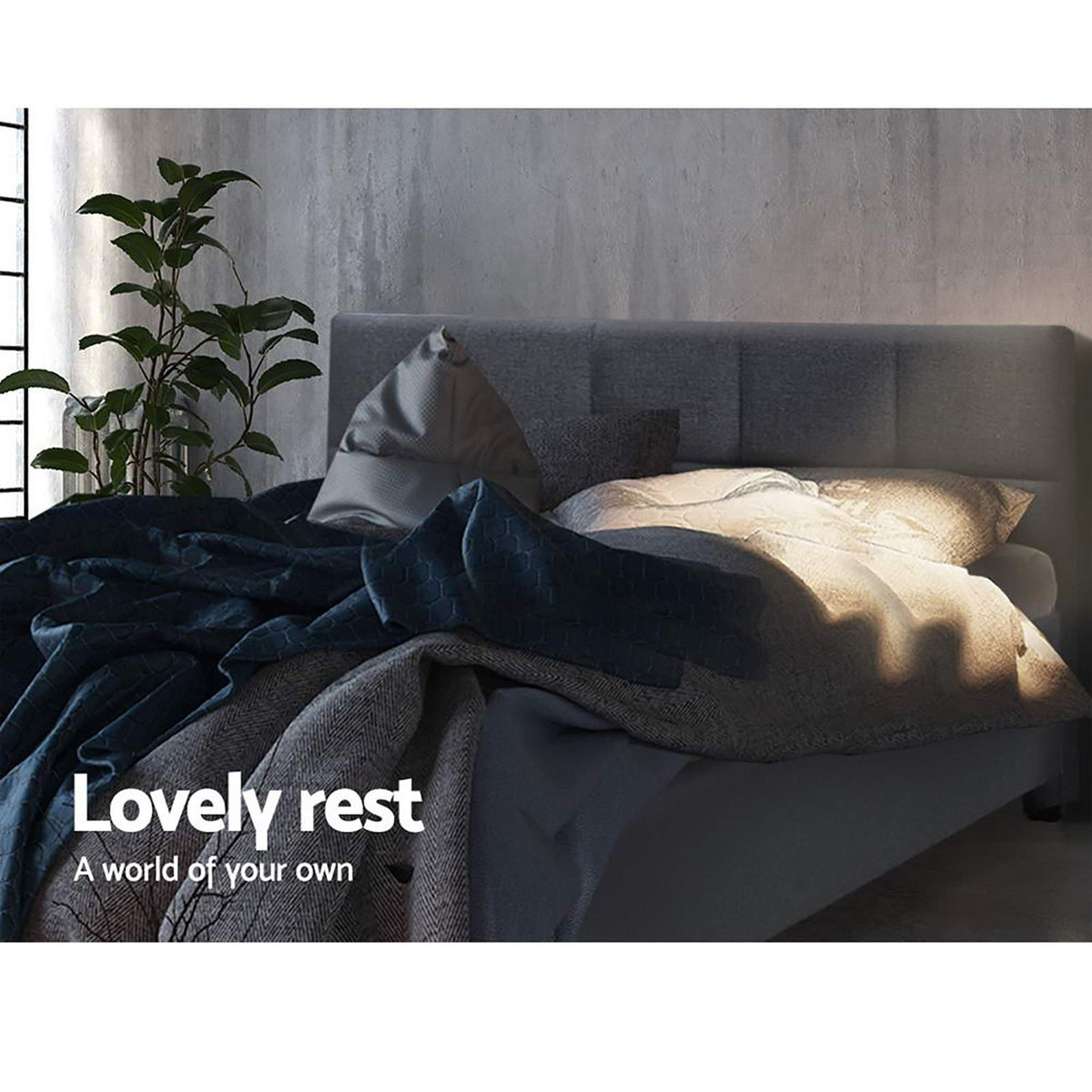 Raleigh (Double) Linen-Look Bed Frame - Charcoal