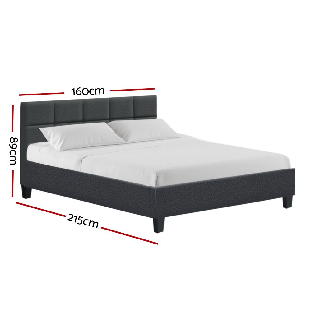 Raleigh (Queen) Linen-Look Bed Frame - Charcoal