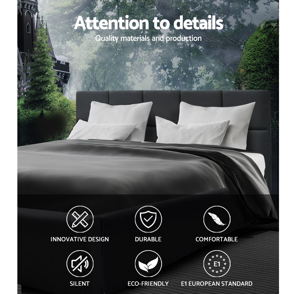 Raleigh (Queen) Linen-Look Bed Frame - Charcoal