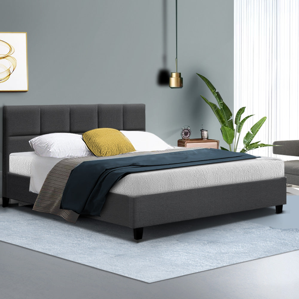 Raleigh (Queen) Bed Frame | Fabric - Charcoal - Homecoze