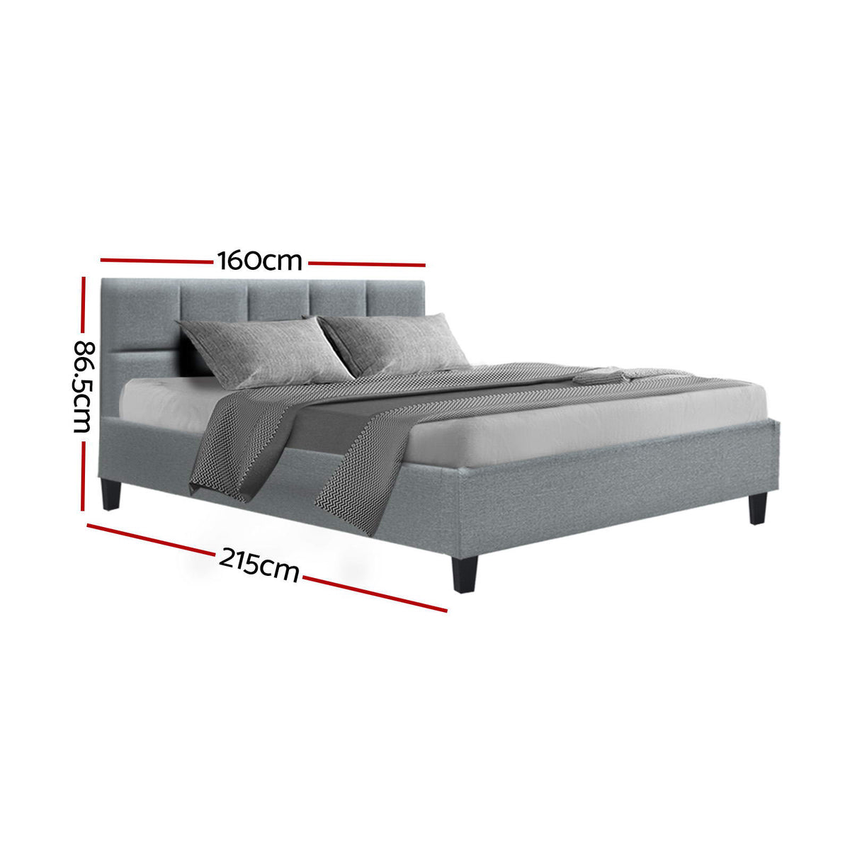 Raleigh (Queen) Linen-Look Bed Frame - Grey