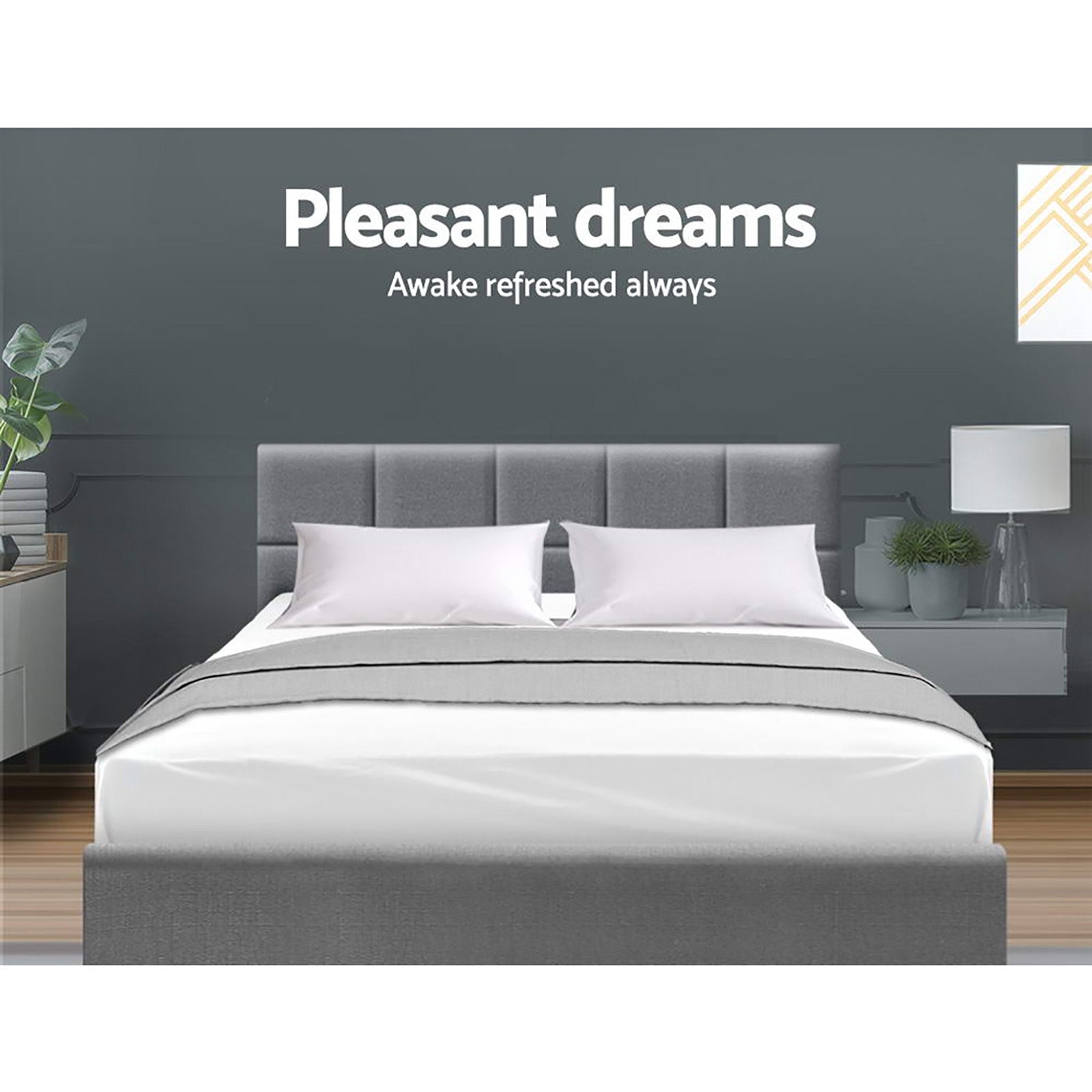 Raleigh (Queen) Bed Frame | Fabric - Grey - Homecoze